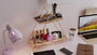 Hanah Home Estantería de pared de madera maciza Dorado y Marrón
